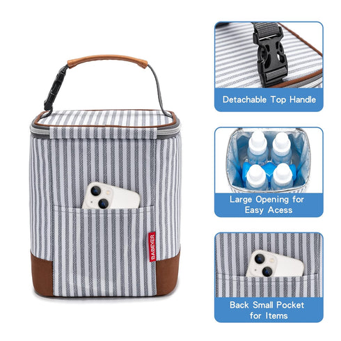 Breast Milk Cooler Bag with Ice Pack Fits 4 Baby Bottles Up to 9 Ounce, Baby Bottle Bag Great for Nursing Mom Daycare, Strap...