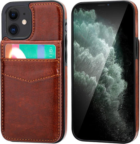 KIHUWEY Compatible with iPhone 12 Mini Case Wallet with Credit Card Holder, Premium Leather Magnetic Clasp Kickstand Heavy Duty Protective Cover f...