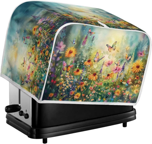 Butterfly Vibrant Floral Print Toasters Cover Quilted Toasters Cover Bread Maker Cover Kitchen Small Appliance Cover Toaster Oven Cover, for 2 Sli...