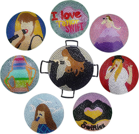 Taylor Diamond Painting Coasters kit for Drinks Pop Star 8 Pcs Diamond Art Coasters with Holder Non-Slip Coaster for Drinks Crafts and Arts Suppli...