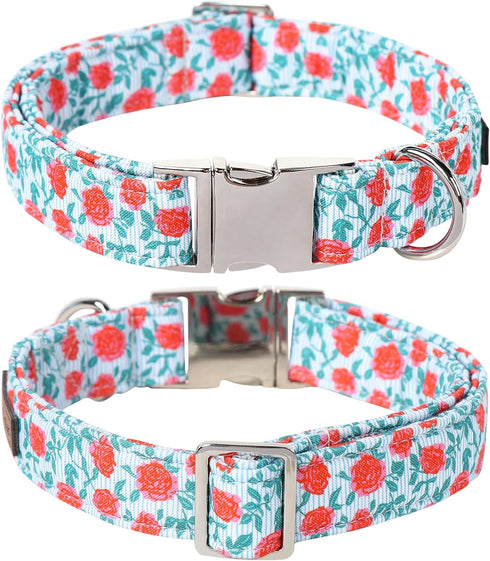 Lionet Paws Design Dogs Collar Cute Flower Sailor Bow Dog Collars for Girl Female Medium Large Dogs with Rose XL...