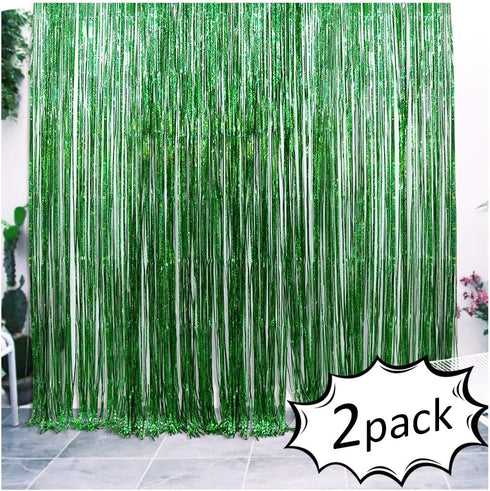 Iridescent Foil Fringe Curtains Rainforest Jungle Theme Party Supplies Birthday Wedding Party Window Door Decorations Fun Photo Booth Backdrop Pro...