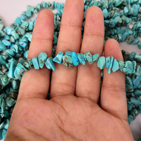90 Inches Howlite Turquoise Irregular Shaped Crystal and Healing Tumbled Chip Stone Beads for Jewelry Making...