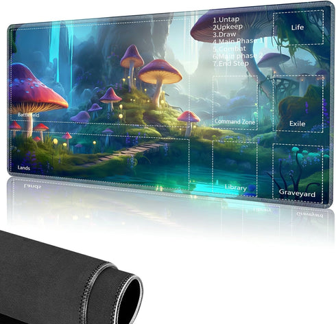 for MTG Playmat,Card Playmat Stitched with Magic Zone for MTG Card Game Playing, 24x14 inches Card Playmats Smooth Cloth Surface Non-Slip Silicone...