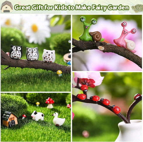 172Pcs Miniature Fairy Garden Accessories including 100Pcs Fixed Pins, modacraft Fairy Garden Kit Fairy House Animal Figurines Mini Landscape for ...