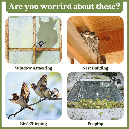 Owls to Keep Birds Away, Bird Scare Devices Cardboard, Owl Bird Scarers, Bird Control, Fake Owls with Reflective Tape, Plastic Owls, 3PCS Hanging ...