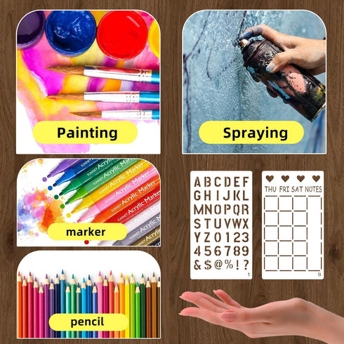 36 Pieces Journal Stencils for Bullet Dot Journaling Notebook Scrapbook, 4 x 7 Inch Planner Stencil DIY Drawing Templates Accessories Supplies Kit...