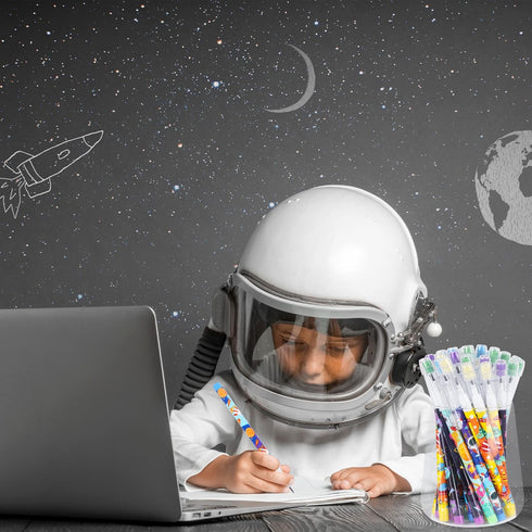 Kolewo4ever 48pcs Space Multi Point Pencils Fun Astronaut Pencils Planet Rocket Space Ship Pencils Non Sharpening Pop up Pencil for Classrooms, St...
