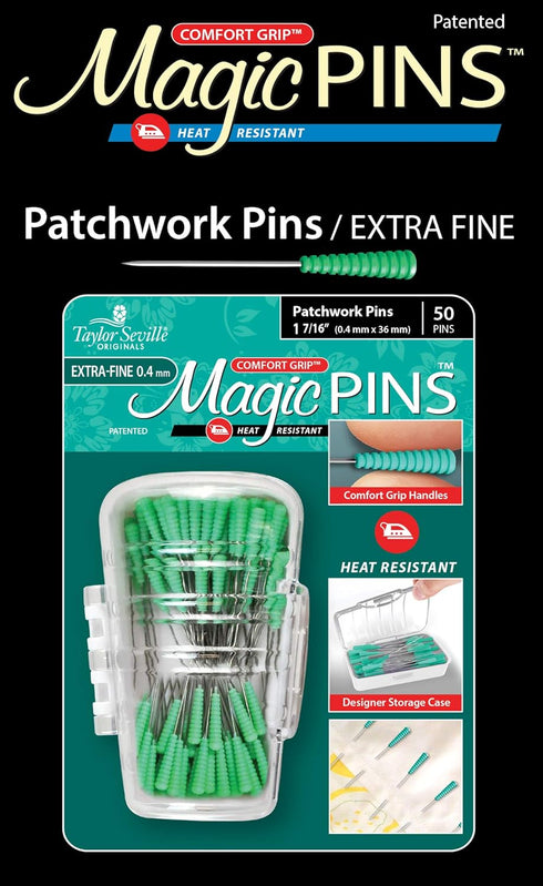 Taylor Seville Originals Comfort Grip Magic Pins Patchwork Extra Fine -Quilting Supplies-Sewing Supplies-Sewing Notions-50 Count...