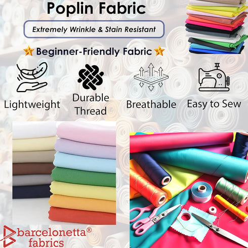 | Poplin Fabric | for Sewing | by The Yard | 60" Wide Roll | Beginner Friendly Fabric | Sewing Projects Material, Arts and Crafts Supply (Aqua, 2 ...