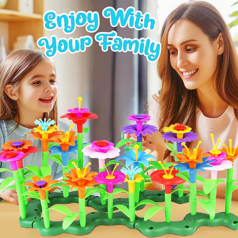 FUNZBO Flower Garden Building Toys - STEM Toy Gardening Gift for Kids, Toddler Girls Toys, Sorting and Stacking Toys, Kids Crafts, Toddler Toy Gif...