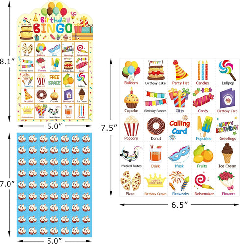 Birthday Bingo Game 24 Players for Kids Die-Cut Bingo Cards Party Game School Classroom Activities Supplies...