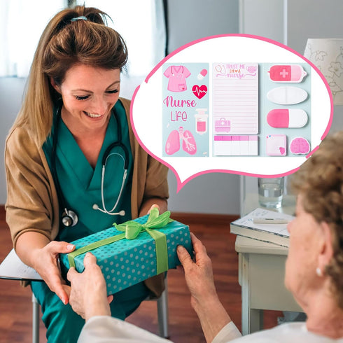 Pink Nurse Gift Sticky Notes Set - 550 Sheets Cute Medical Essentials Self-Stick Notes Page Memo Pads for Nursing Student Women Girls Friends Hosp...