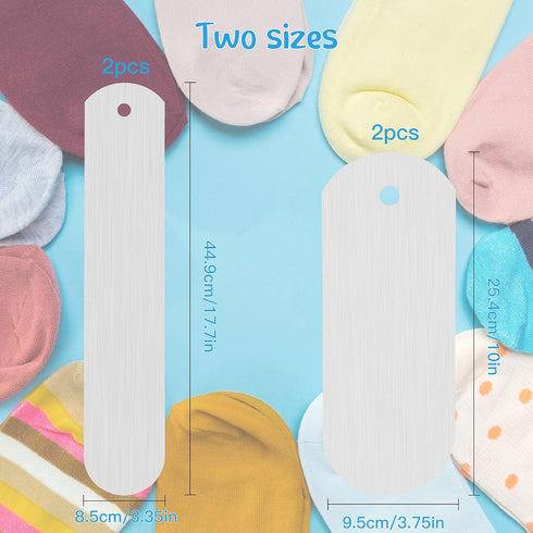 Hotop 4 Pieces Sublimation Socks Jigs Blanks Polyester Metal Insert Straight Crew Sock Jigs Dye Printing Heat Press Transfer DIY Accessories, 2 Si...