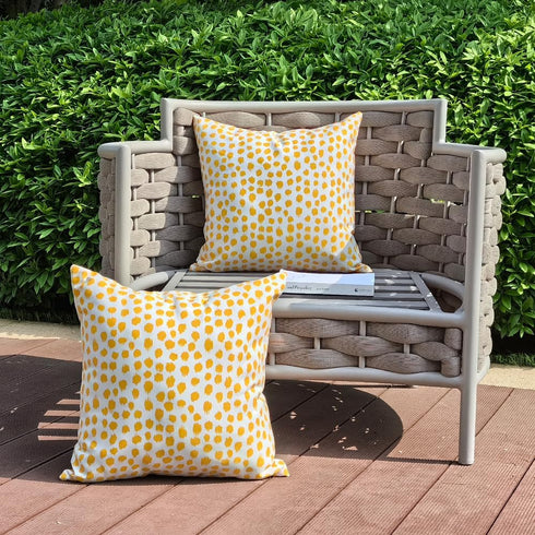 Outdoor Pillow Covers 20x20 Set of 2 Yellow Polka Dot Outdoor Waterproof Decorative Pillow Cases Summer Outdoor Sofa Bed Cushion Covers Home Decor...