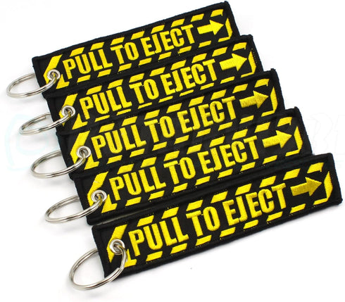 PULL TO EJECT Key Chain - Black/Yellow - 5 PCS...