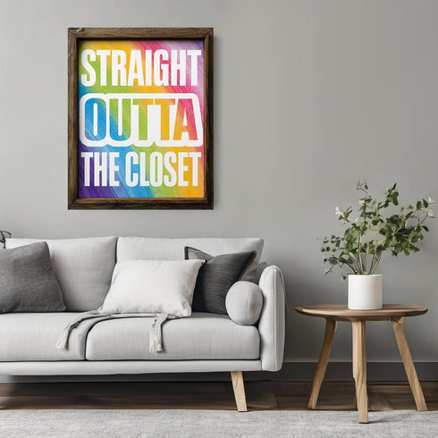 Posterizer 1 pcs-straight outa closet-fun rainbow colorful poster-Gay & LGBTQ Art-Typography Art-Gift for LGBTQ, Queer, Gay, Bi, Lesbian- UNFRAMED...