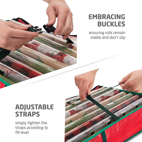 ZOBER Polythene Storage Bag for Gift Wrapping, Inner Pockets, Storage Box for Gift Paper and Holiday Accessories, 40 Inches Long - Tear Resistant ...