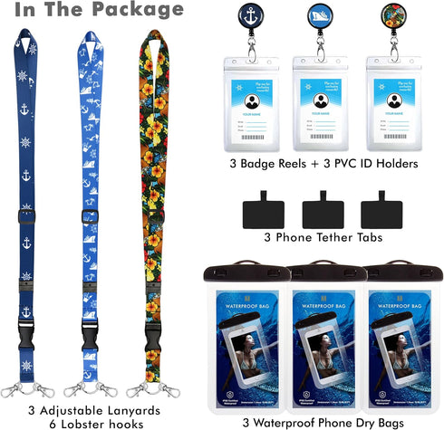 3-PK Waterproof Phone Pouch Phone Dry Bag Case for iPhone 13 12 11 Pro Max XS Max Samsung Galaxy s10 Google Up to 7.0". Cruise Adjustable Lanyard ...