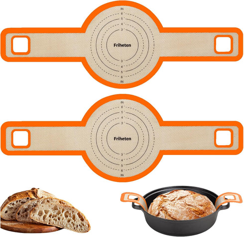 Sourdough Silicone Bread Sling - Non-Stick & Easy Clean Silicone Bread Mat for Dutch Oven. Reusable With Extra Long Handles Silicone Bread baking ...