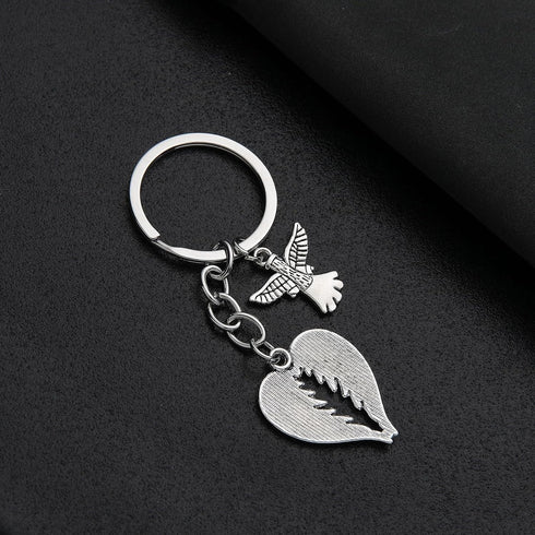 PHAETON 20PCS Guardian Angel Wing Keychain Heart-shaped Angel Wings Charms Keychain Key Ring for Memorial Keyring Religious Gifts Memorial Decorat...