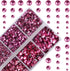 4000Pcs Mixed Size Hot Fix Round Crystals Gems Glass Stones Hotfix Flat Back Rhinestones (Fuchsia)...