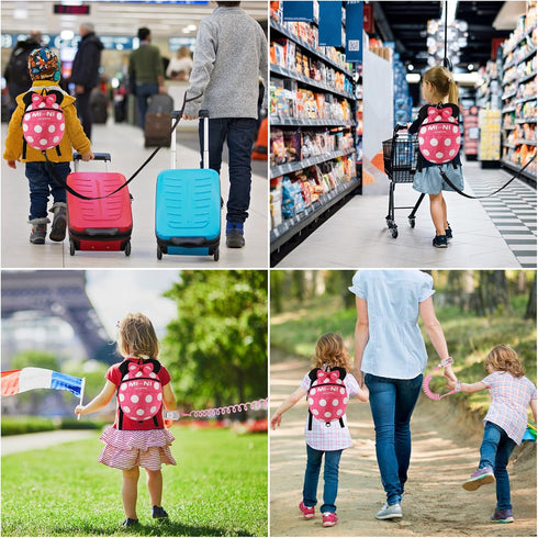 4 in 1 Toddler Harness Leash + Baby Anti Lost Wrist Link, Cute Child Safety Harness Tether, Child Walking Harness Wristband Assistant Strap Belt f...