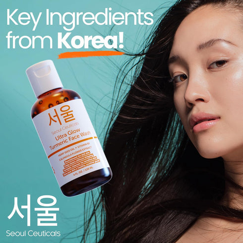 SeoulCeuticals Korean Turmeric Face Wash Cleanser – Vegan Cruelty Free Korean Skincare Facial Cleanser – K Beauty Skin Care for Dry Sensitive Skin...
