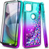 NZND Case for Motorola One 5G Ace (One 5G UW Ace) with Tempered Glass Screen Protector (Maximum Coverage), Sparkle Glitter Flowing Liquid Women Gi...