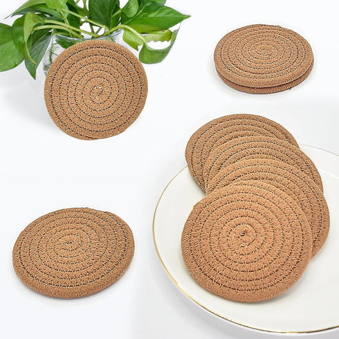 ABenkle Woven Coasters for Drinks Set of 6, Boho Absorbent Drinking Coaster, 4.3 Inch - Perfect Housewarming Gift, Home Decor, Bar Essentials for ...