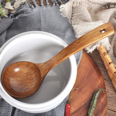 FJNATINH Wooden Ladle with Long Handle, Handmade Soup Ladle for Cooking Kitchen Cookware...