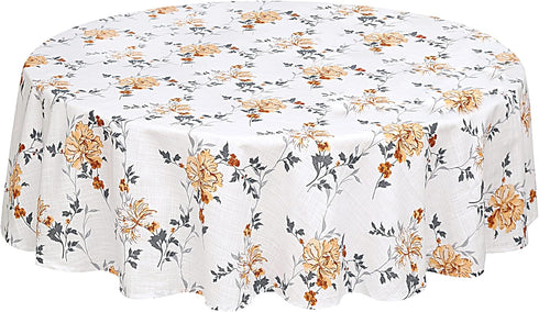 RUVANTI Round Tablecloth 70 Inch, for 24-48 Inch Round Tables, 100% Cotton Table Cloth Stain Resistant, Washable, Perfect for Kitchen, Dining, Par...