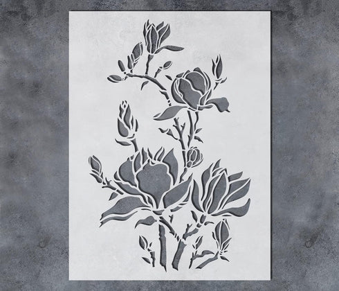 GSS Designs Large Magnolia Flowers Stencils 12 x 16Inch - Magnolia Flower Stencils for Painting on Wood Canvas Paper Fabric Floor Wall Tile...