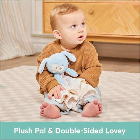 GUND Baby Sustainably Soft Puppy Lovey, Stuffed Animal Plush Blanket Made from 100% Recycled Materials, for Babies and Newborns, Blue/Cream, 10”...
