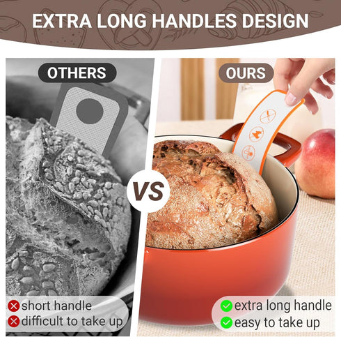 3 PCS Silicone Bread Slings for Dutch Oven, Reusable Sourdough Bread Sling with Long Handle, Non-Stick & Easy Clean Silicone Baking Mats, Heat Res...