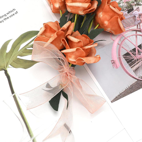 joycraft Gift Ribbon, Sheer Organza Ribbon, Handmade Ribbon, 50 Yds x 0.78" Rose Gold Organza Chiffon Ribbon, Mesh Fabric Ribbon for Gift Wrapping...