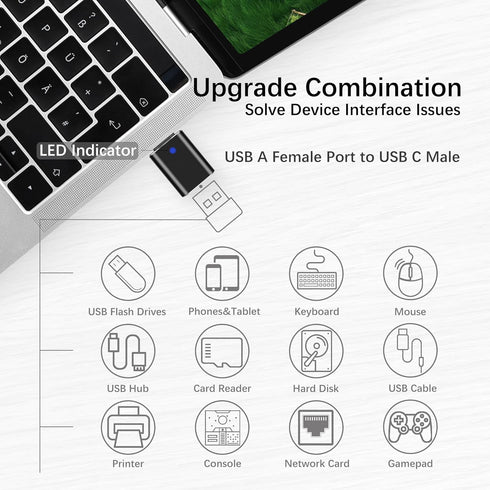 2 Pack USB 3.0 Female to USB C Male Adapters and 2 Pack USB C Female to USB A Male Charger Converter for Phones, Pad, Tablets, Laptops, MacBook, U...