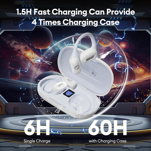 Transformers TF-T13 Open Ear Headphones Wireless 5.4 Bluetooth Sport Earbuds with Ear Hooks for 60Hrs Playback with HD Mic, Music Game Dual Mode C...