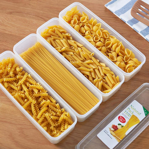 2Pcs Pasta Storage Container Kitchen Spaghetti Food Storage Box - Noodle Canister With Lid for Spaghetti, Noodles, Pasta, Eggs, Fruits Snacks (2Pc...