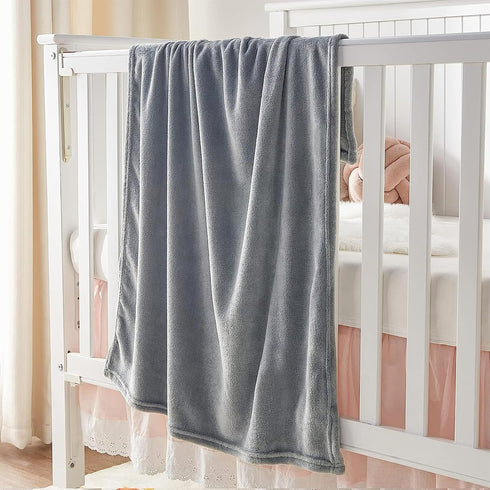 KMUSET Kids Blanket for Boys Girls 30x40 inches, Soft Cozy Fuzzy Swaddle Throw Blanket, Small Fleece Blanket for Crib Stroller, Grey...