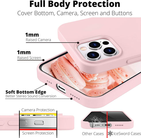 IceSword iPhone 12 Case and iPhone 12 Pro Case 6.1” (2020), Liquid Silicone Case Cover, Soft Microfiber Cloth, Matte Pale Pink Pastel Light Rose C...