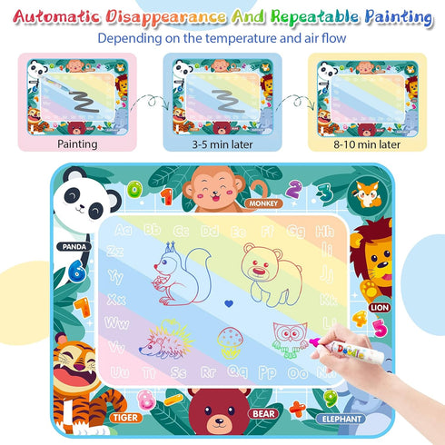 Water Doodle Mat Kids Water Painting Doodle Drawing Mat Toy Writing Mess Free Coloring Extra Large Magic Educational Toys for Boys Girls Age 2 3 4...