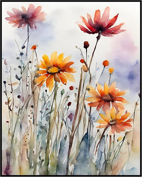 Posterizer 1 pcs-dainty flowers in nature -oil painting style-1-Floral & Botanical Art-Landscape & Nature Art-Living Room Bedroom Decor- unframed ...