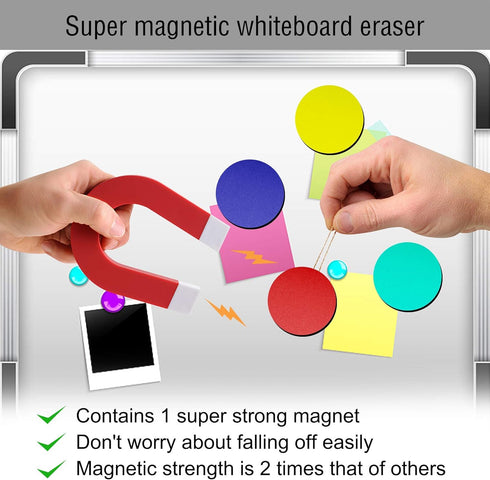 Mini Dry Erase Erasers, IHPUKIDI 48 Pack Magnetic Whiteboard Dry Erasers Chalkboard Cleaner Wiper for kids and Classroom Teacher Supplies, Home an...