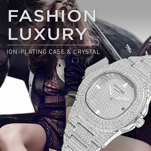 Luxury Unisex Watch Crystal Diamond Watches Big Face Women's Men's Quartz Watch Gold Color Silver Color Rose Gold Color Stainless Steel Wrist Watc...