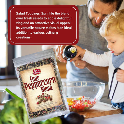 Spicy World Four Peppercorn Rainbow Blend in Resealable Bag – Perfect Flavor Blend - NON-GMO, Steam Sterilized - Whole Black, Whole Green, Whole W...