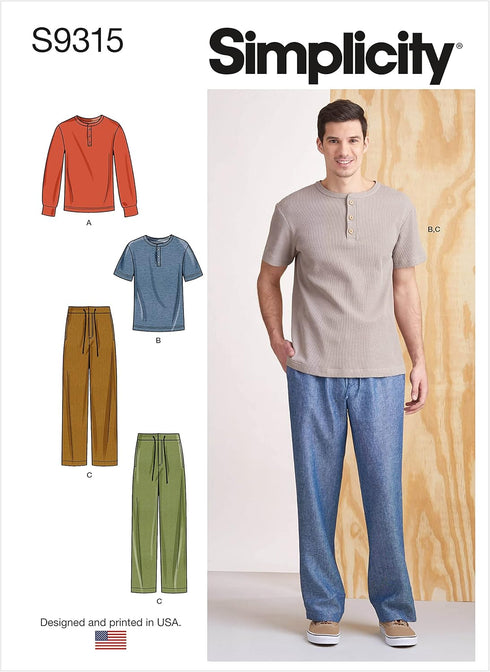 Simplicity Men's Knit Top and Pants Sewing Pattern Kit, Code S9315, Sizes XS-S-M-L-XL-XXL, Multicolor...