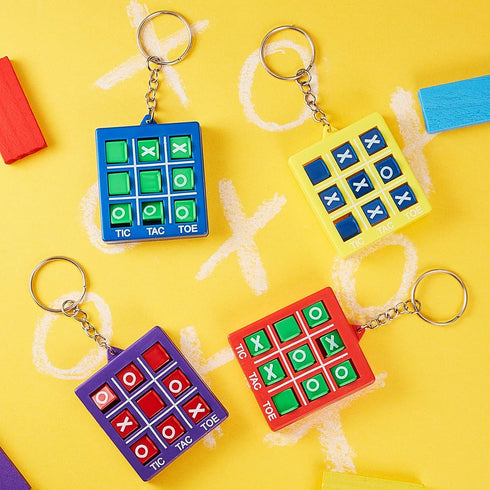 Hicarer Tic Tac Toe Keychain for Kids Ages 8-12 Party Favors Plastic Keyholders for Mini Backpack Clip Birthday Party (Red, Blue, Yellow, Purple,8...