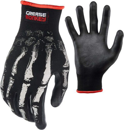 Grease Monkey Bone Series Foam Nitrile Mechanic Gloves with Grip...