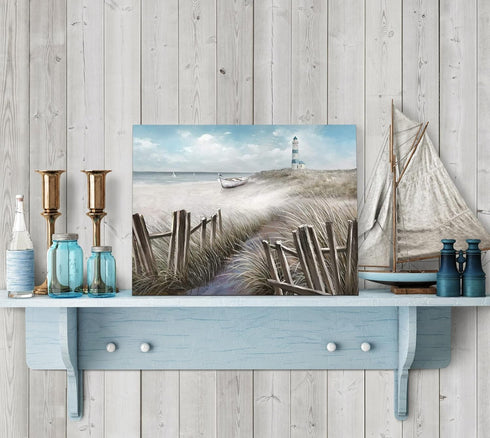 LAIART Canvas Wall Art Ocean Seascape Blue Painting Prints Modern Lighthouse Pictures Framed for Bedroom Bathroom Living Room Home Office Decor(11...